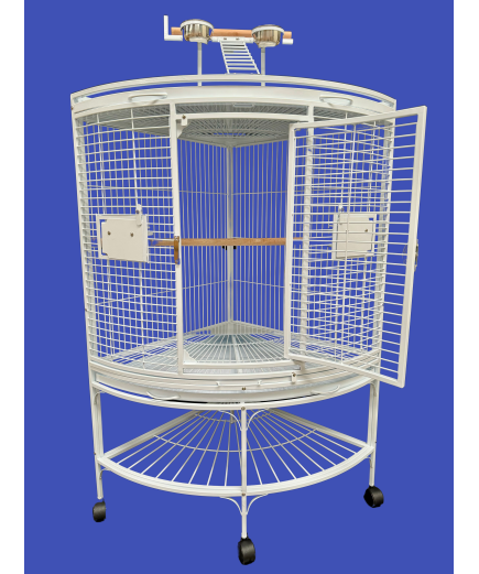 Parrot-Supplies Louisiana Corner Parrot Cage With Play Top White